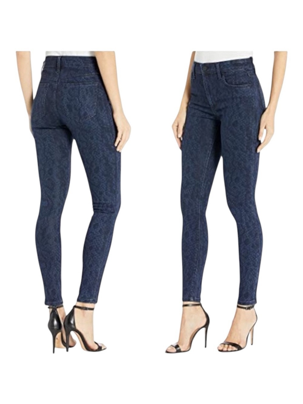 new Joe's Jeans ㋛ Charlie Skinny High Waist Jean ㋛ Coated Navy Python Print ㋛ - Picture 3 of 16